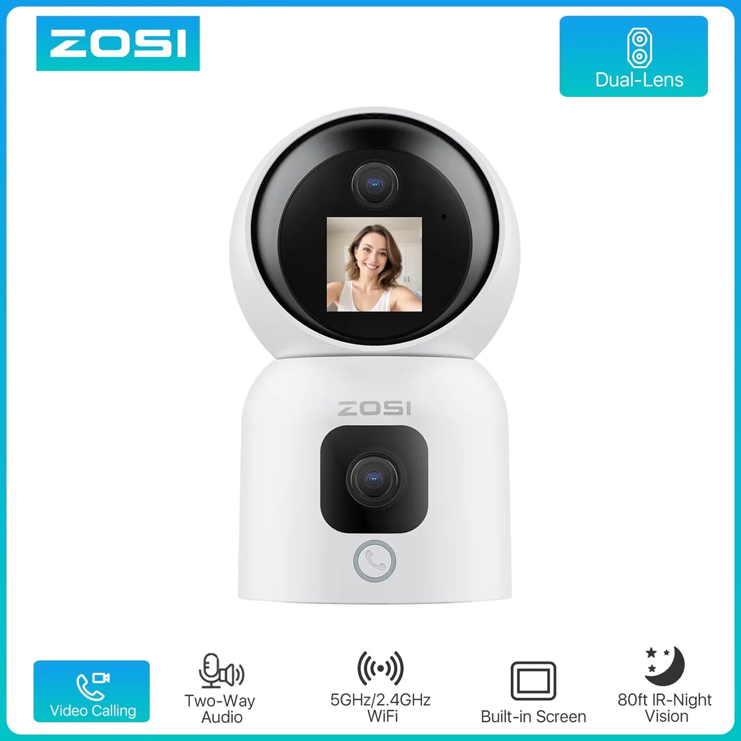 ZOSI 360 Degree Smart Home Security Camera With AI Tracking