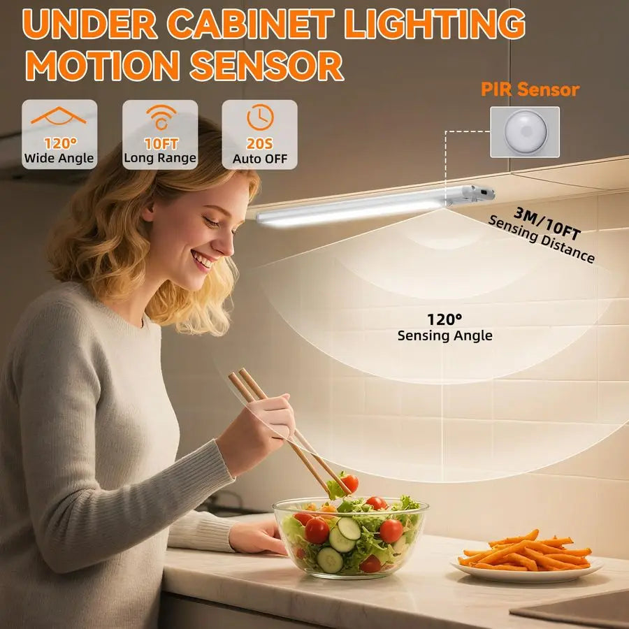 Wireless Cabinet Lighting Motion Sensor Rechargeable 3 Color Closet Light
