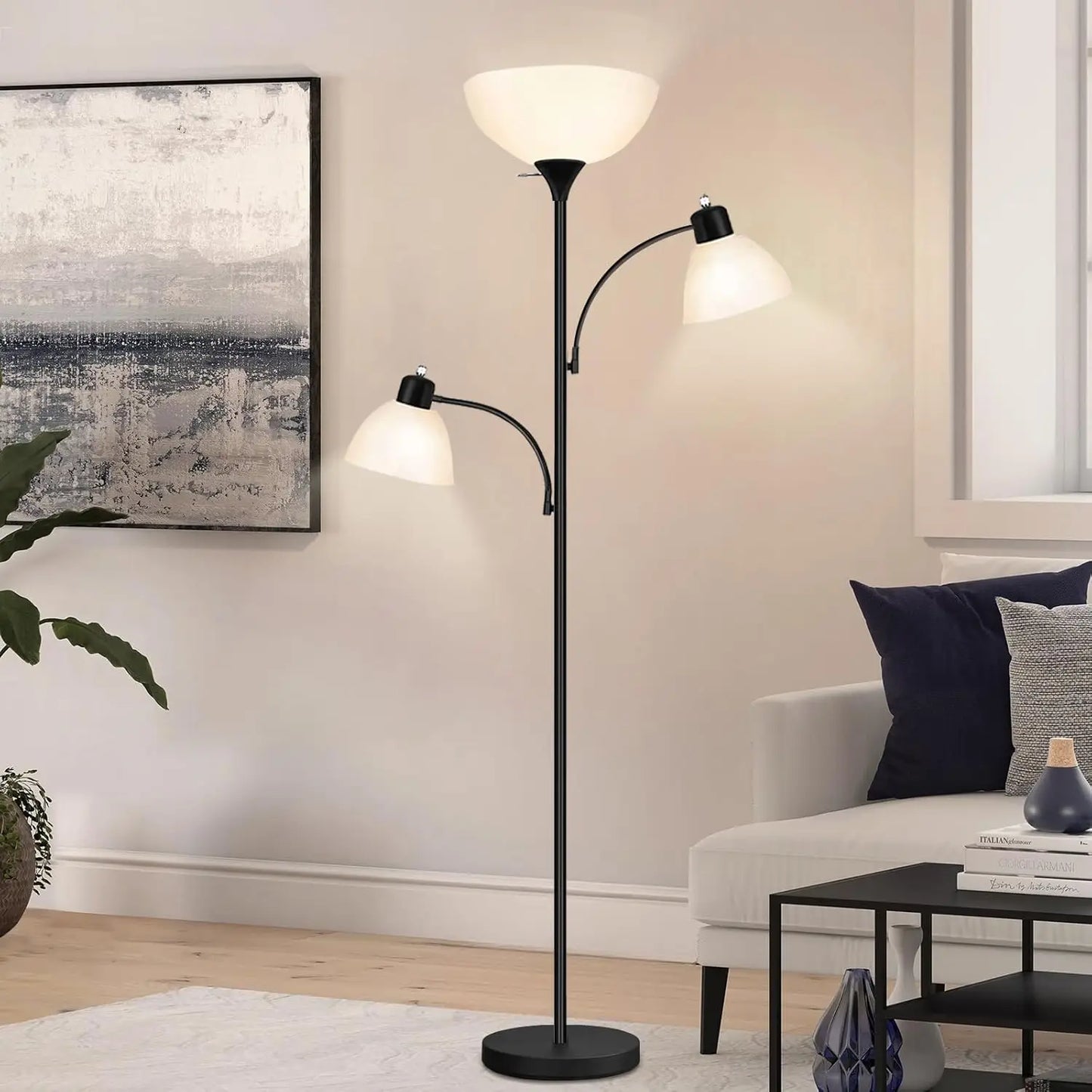 Industrial Style Torchiere Floor Lamp With LED Bulbs