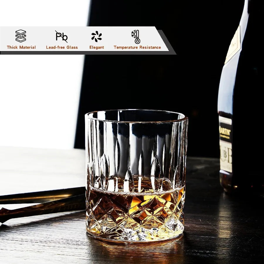 Whiskey Glasses Set of 4 Lead Free Crystal Rock Glasses