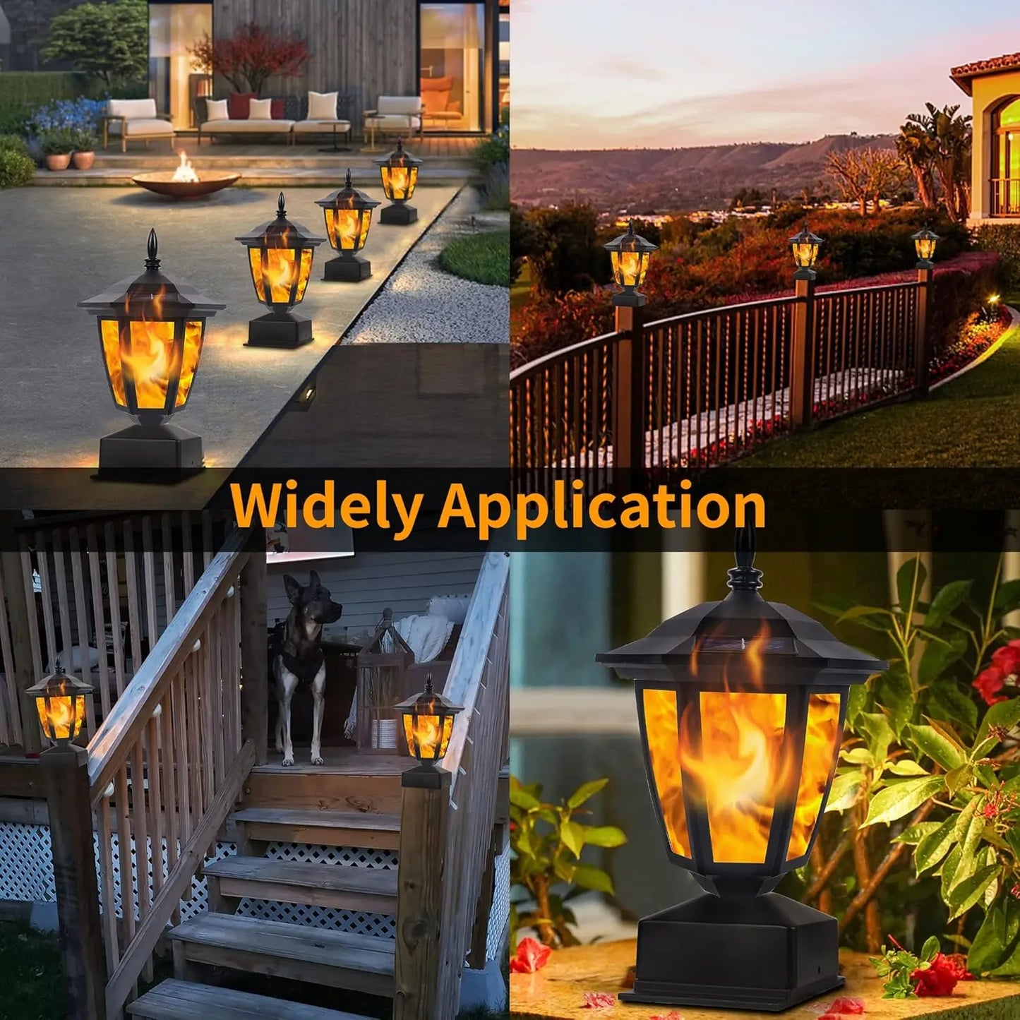 SZRSTH Waterproof Outdoor Solar Flame Post Light For Wooden Posts