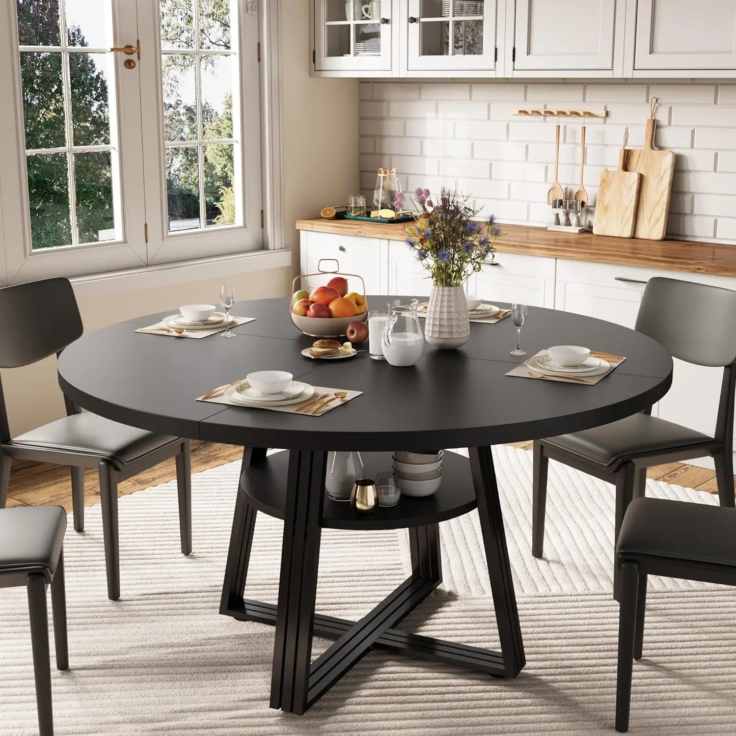 Studyset Round Dining Table for Kitchen and Dining Room