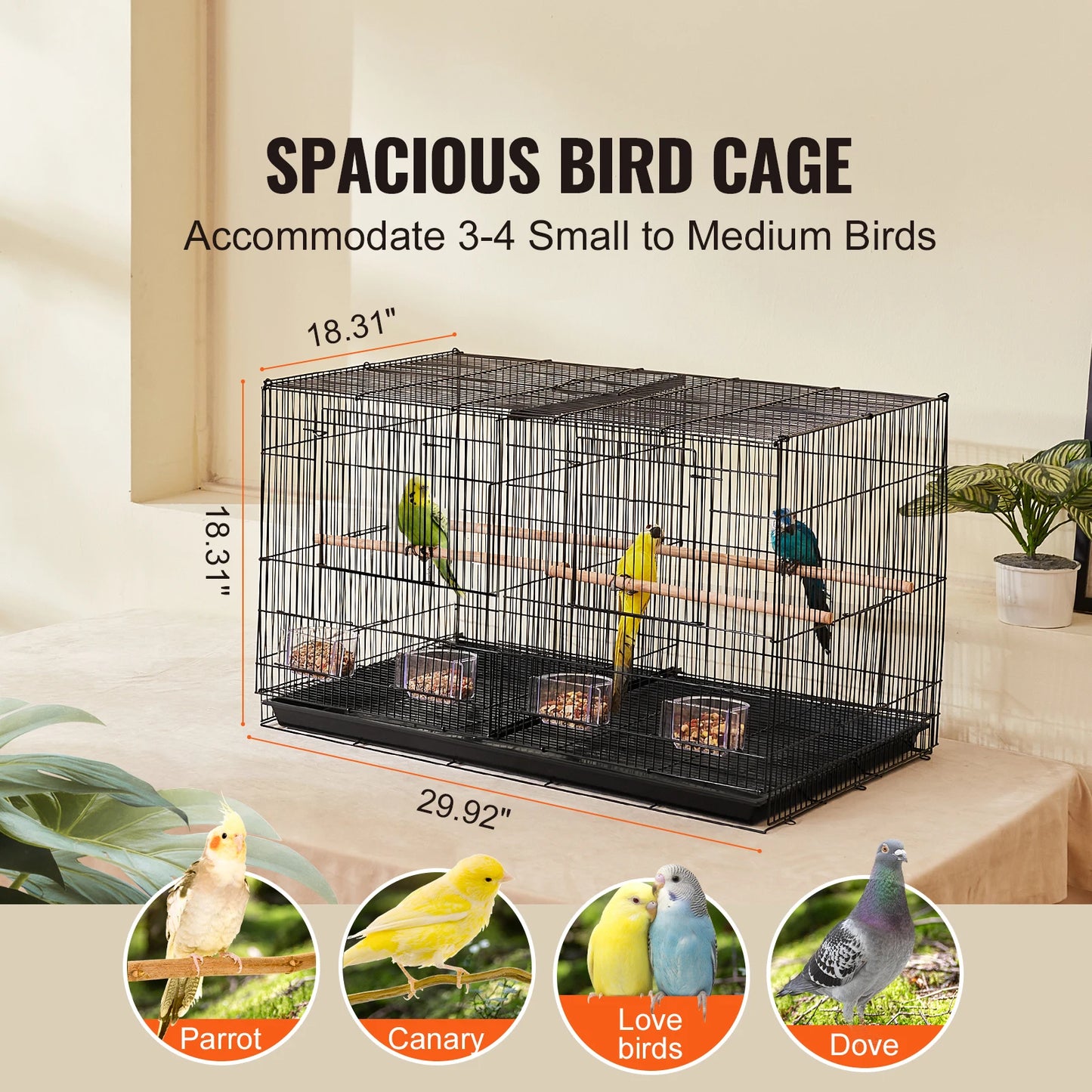 SucceBuy Flight Bird Cage With Divider Stackable Travel Cage