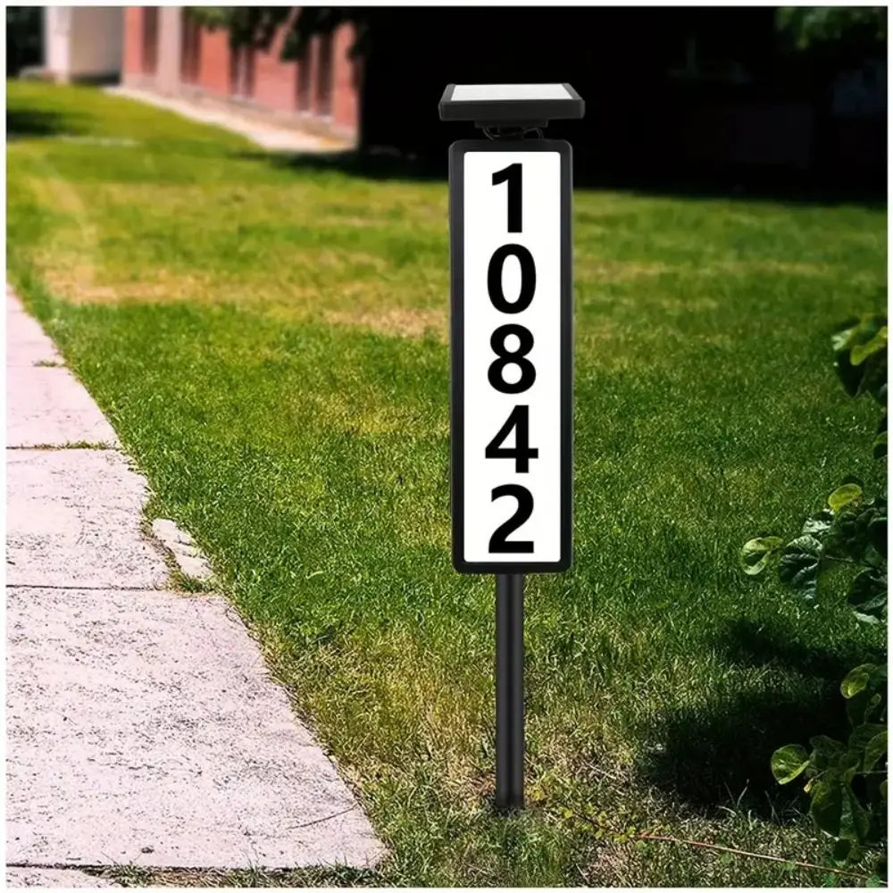 KEWEN Solar House Number Sign With Lighting And Pole Mount