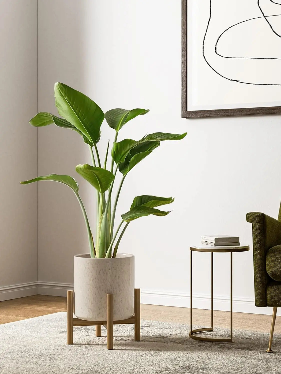 Ceramic Plant Pots Set Of 3 Mid-Century Modern Indoor Planters