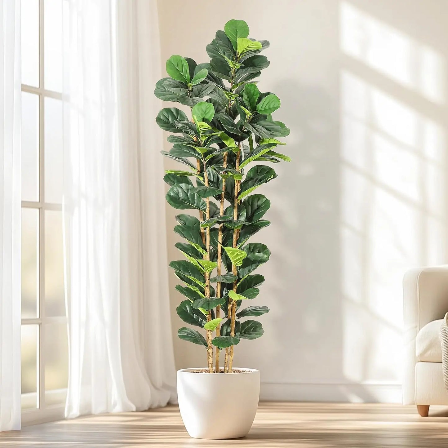HiMISSCN Faux Fiddle Leaf Fig Tree With Pot Home Decor