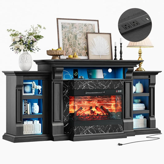 Electric Fireplace TV Stand With LED Mantel Console