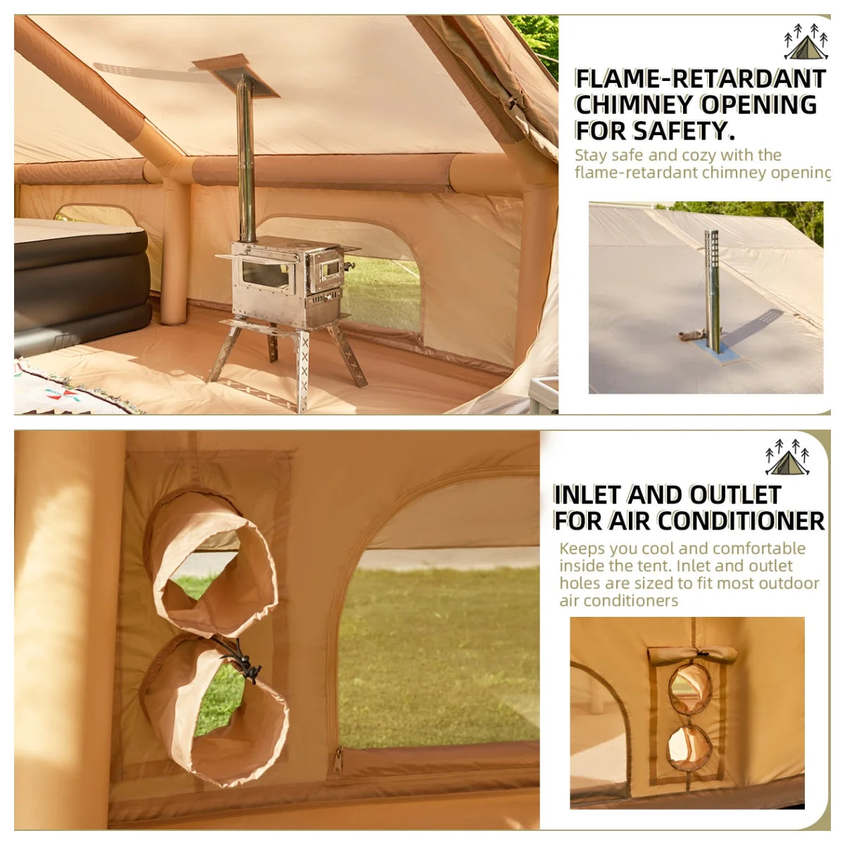 Glamping Inflatable Tent For 8 To 10 People With Hand Pump