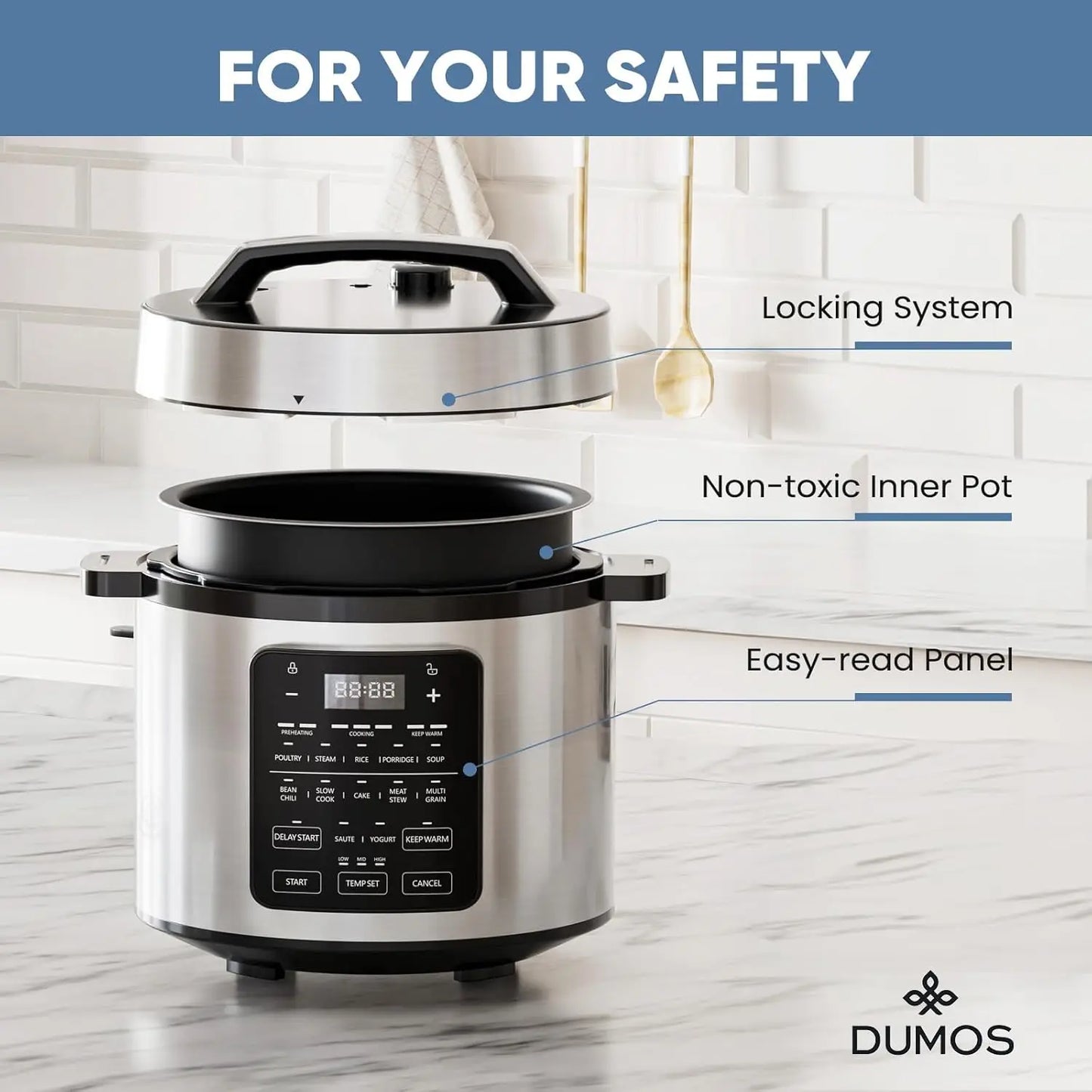 12-In-1 Electric Pressure Cooker Stainless Steel Multi Cooker