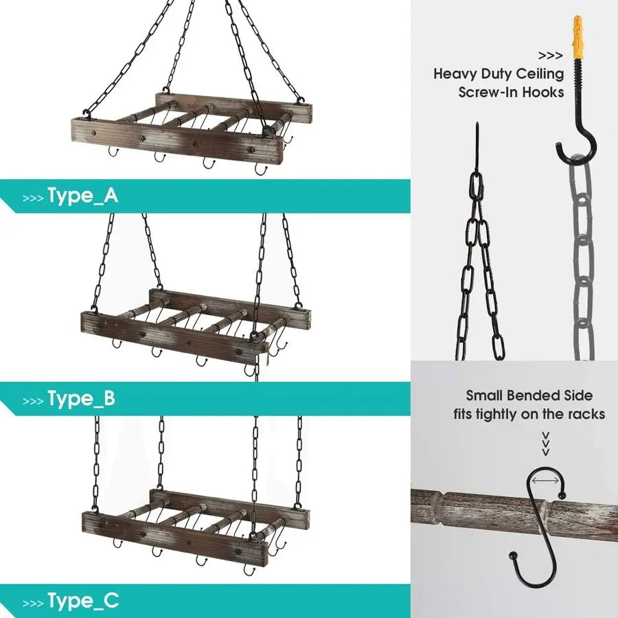 Jackcube Design Ceiling Wall Mount Pot Rack With 16 Hooks