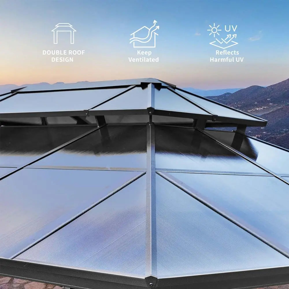 Durable Outdoor Gazebo With Double Roof Curtains Mosquito Netting