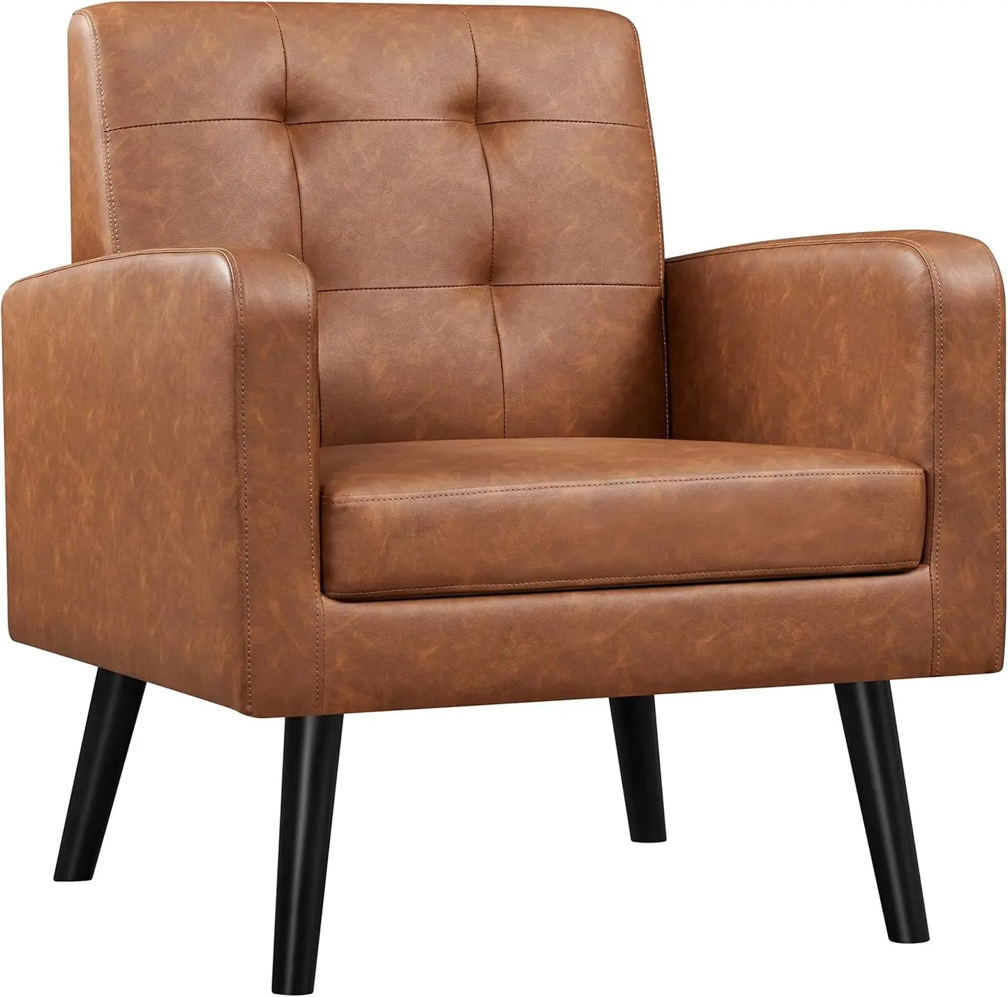 Mid-Century Modern Upholstered Living Room Accent Chair Button Tufted Back