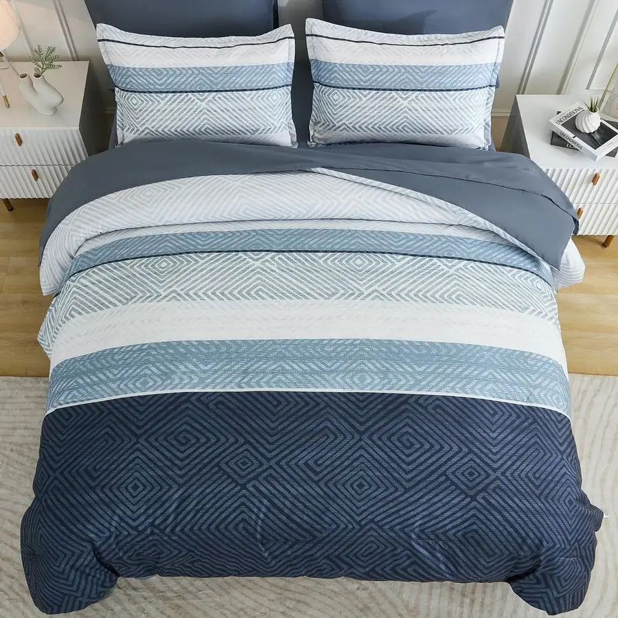 Comforter Set Bed In A Bag Boho Stripe Microfiber Bedding