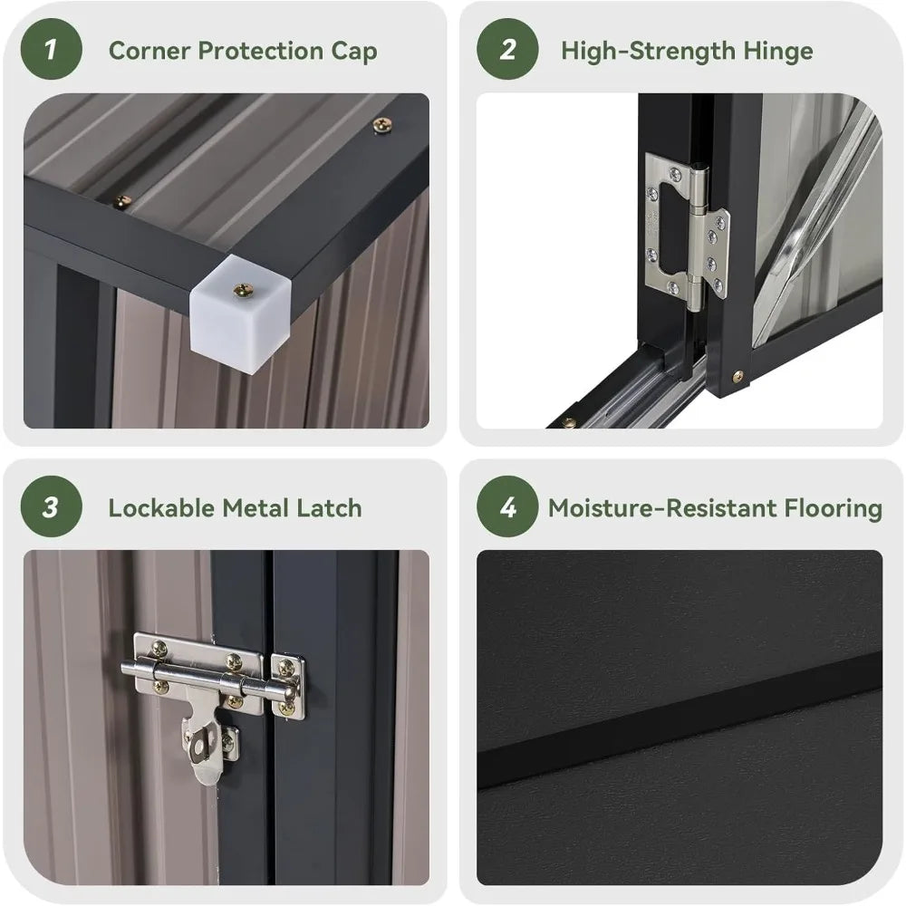 Outdoor Vertical Storage Shed With Lockable Doors And Adjustable Shelves