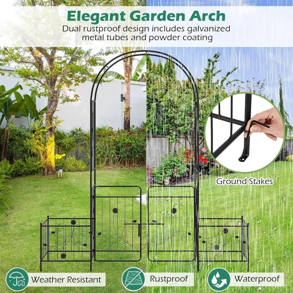 Metal Garden Arbor With Planter Wedding Archway For Outdoor Decor