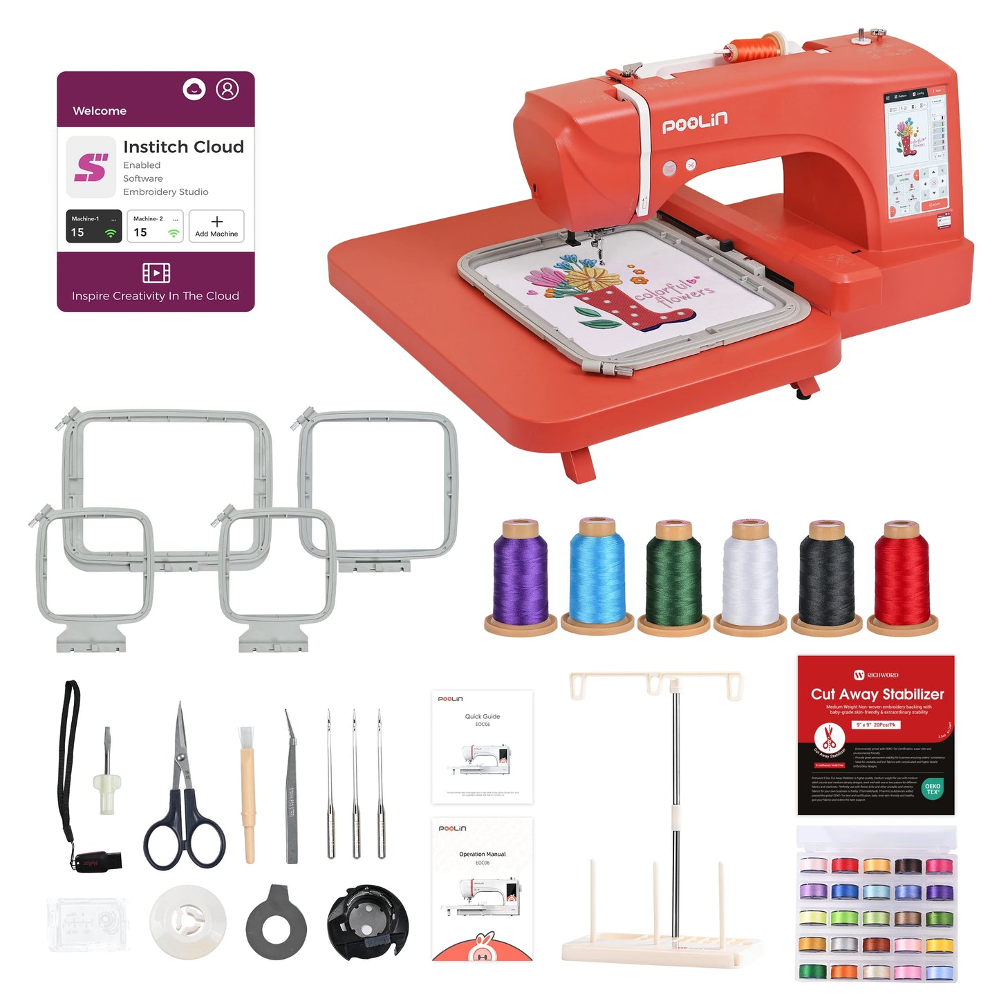 Poolin EOC06RE Computerized Embroidery Machine Kit