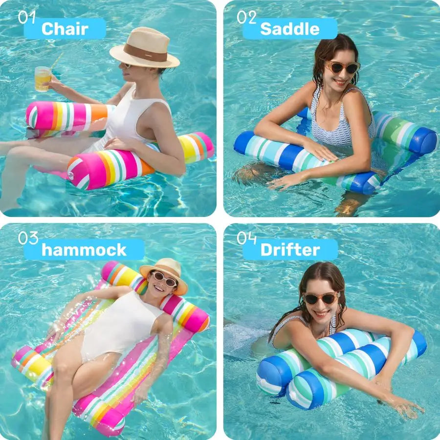 Pack Inflatable Pool Float Hammock, Multi Purpose Swimming Raft, Water Lounges, Pool Accessories Saddle, Lounge Chair, Hammock,