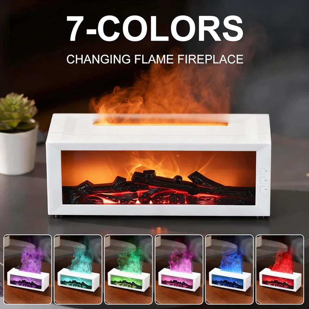 Miflame Quiet Fireplace Ultrasonic Humidifier With Aroma Diffuser LED