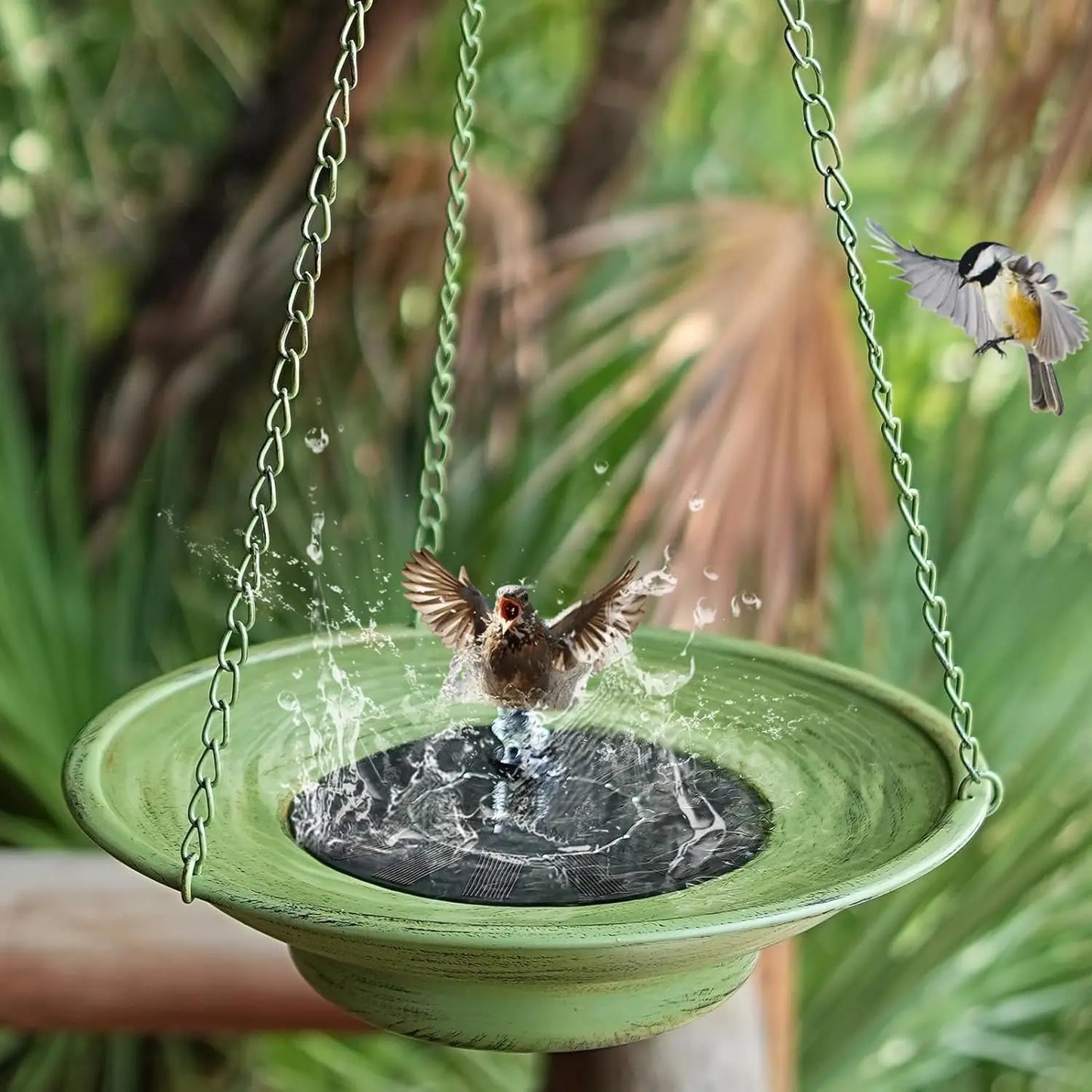 Solar Hanging Bird Bath Fountain For Outdoor Gardens