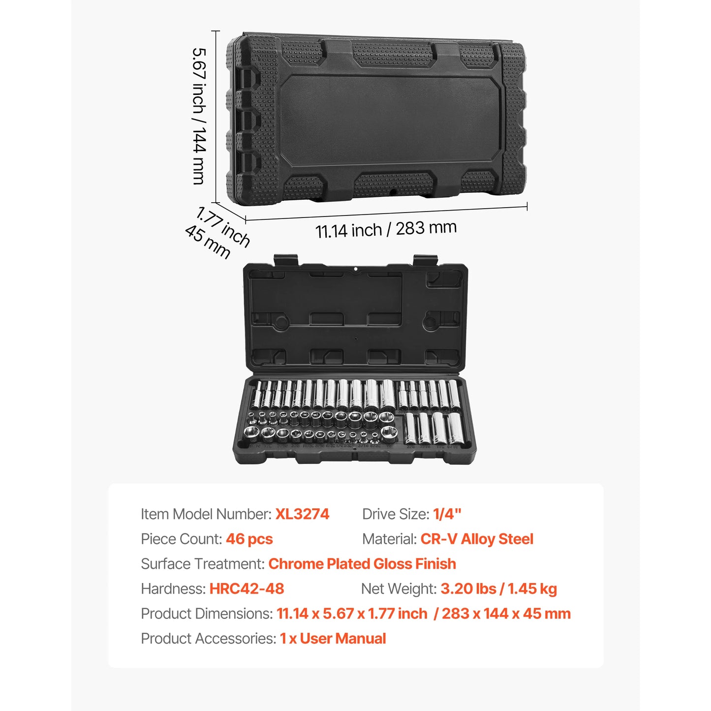 SucceBuy 86 Piece Socket Set SAE And Metric With Ratchet