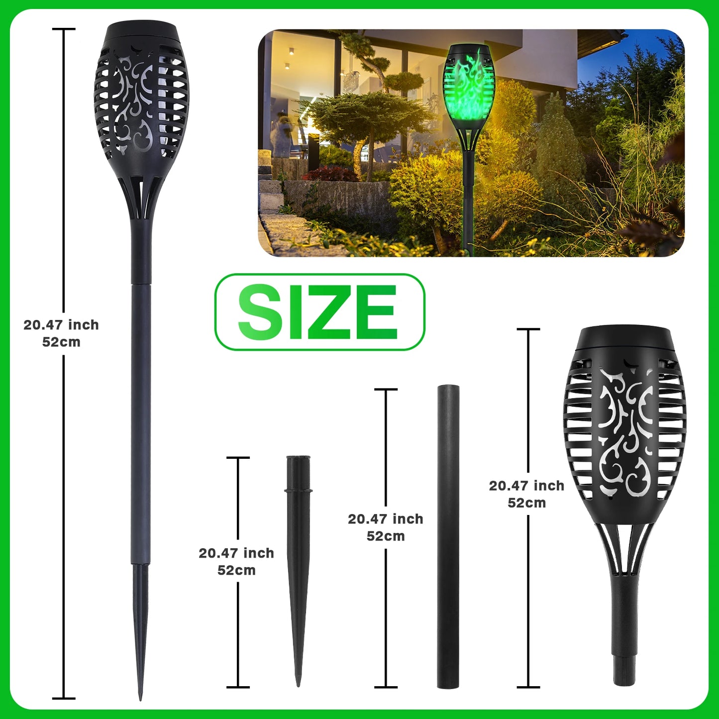Solar Torch Light Outdoor Flickering Flame LED Waterproof Garden Decor