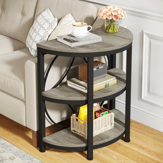 Tribesigns Half Round End Table With Storage Metal Frame