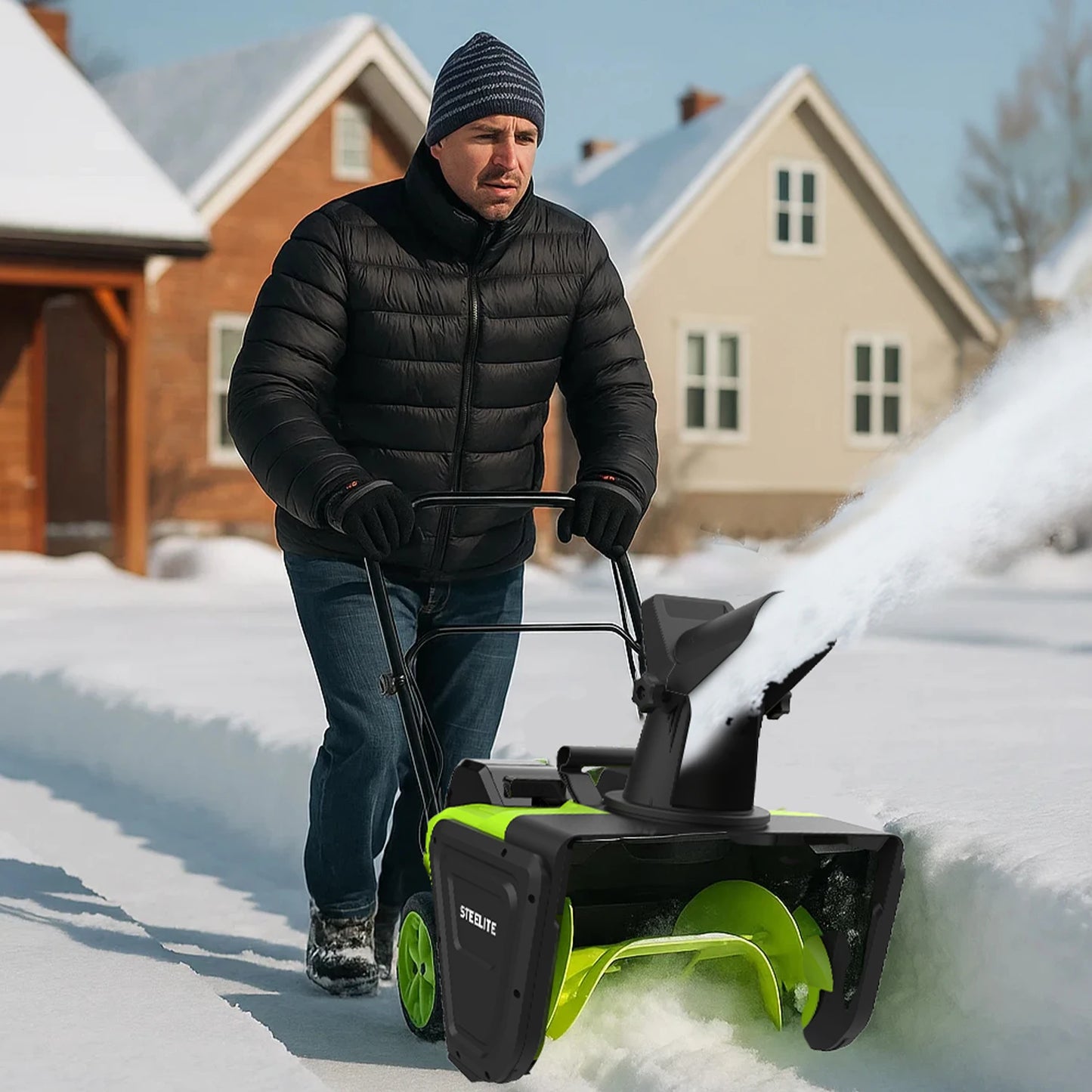 Deli 42V Cordless Snow Blower With Dual 4.0Ah Batteries Charger
