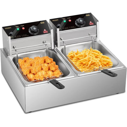XMSJ 3400W Commercial Deep Fryer With Basket And Lid
