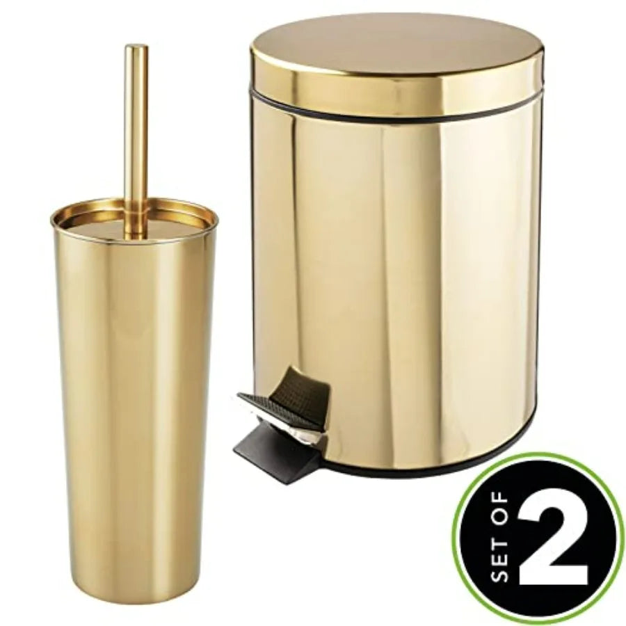 Bathroom Combo Toilet Brush Holder Round Step Trash Can