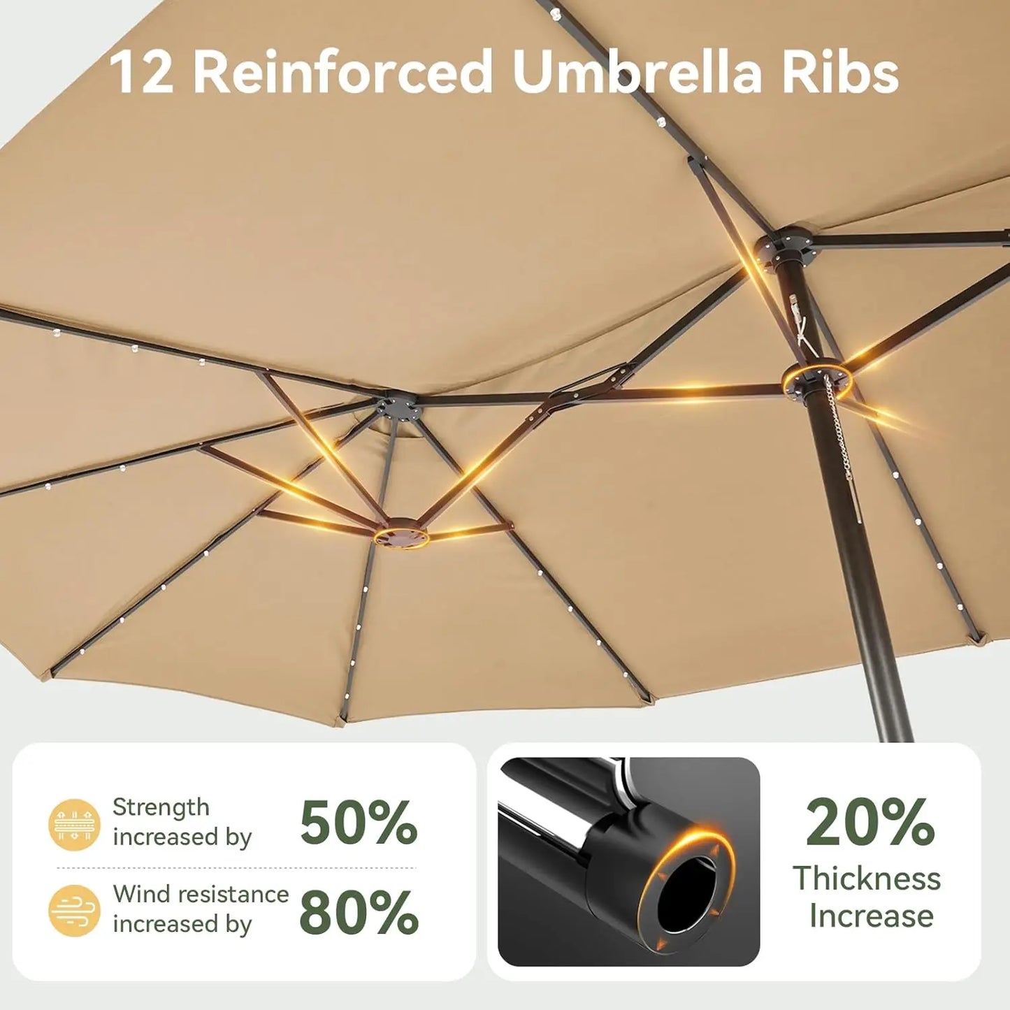Double-Sided Rectangular Patio Umbrella With Crank And Base