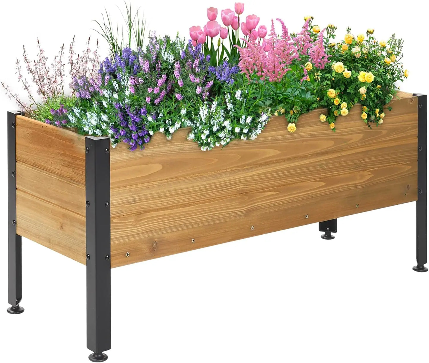 Rectangular Wooden Raised Garden Bed Planter Box For Outdoor Spaces