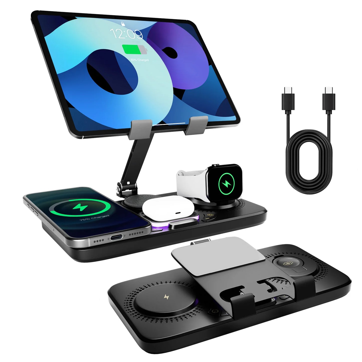 7 in 1 Wireless Charger for iPhone iPad AirPods Watch