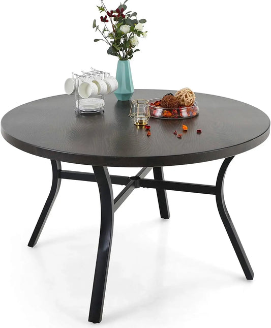 Outdoor Round Patio Dining Table All Weather Metal