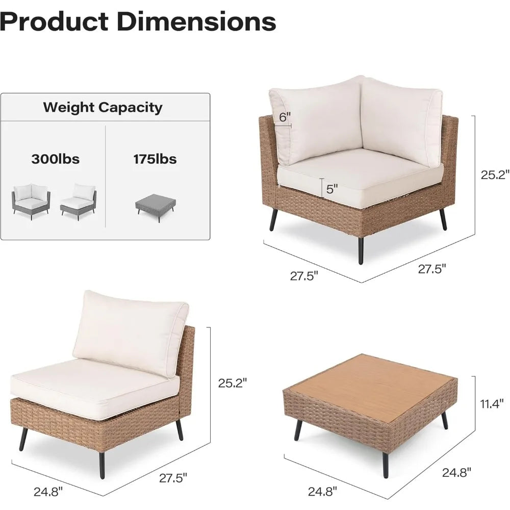 Outdoor 7-Piece PE Rattan Patio Sofa Set