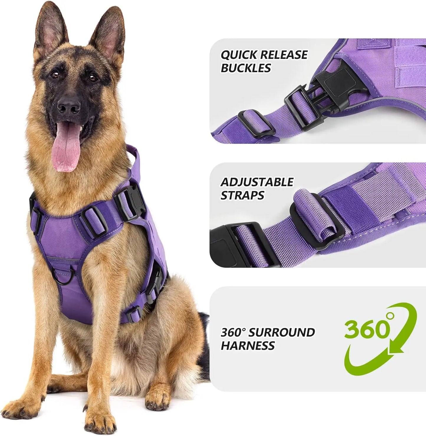Tactical Dog Harness For Large Dogs With Handle No Pull