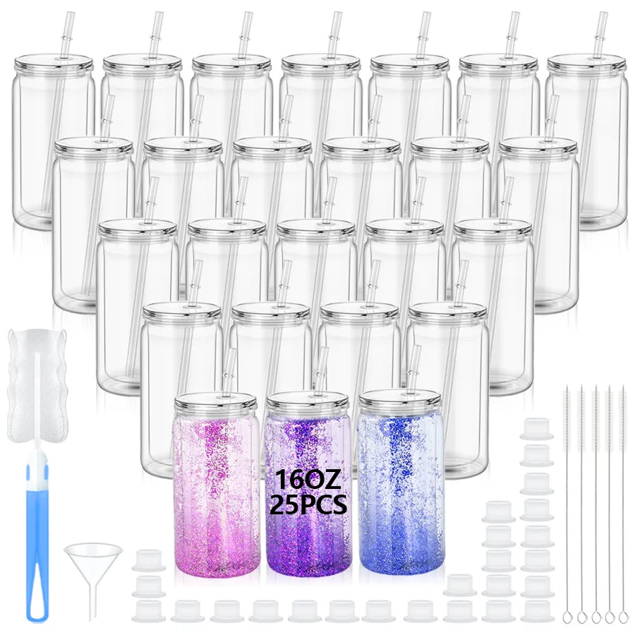 Double Wall Plastic Water Bottles 25 Pack
