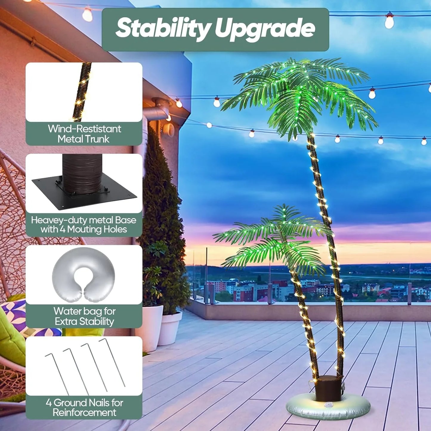 Lighted Palm Tree Solar Garden Decor With LED Lights