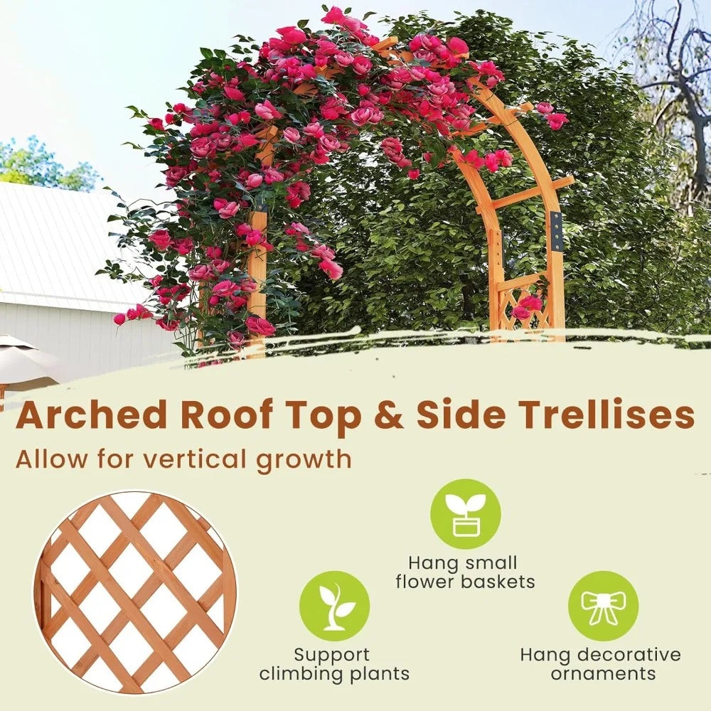 Wooden Garden Arbor Trellis for Climbing Plants Wedding Arch Pergola