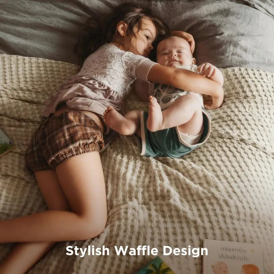 Cooling Cotton Waffle Blanket Lightweight Breathable Bamboo Rayon