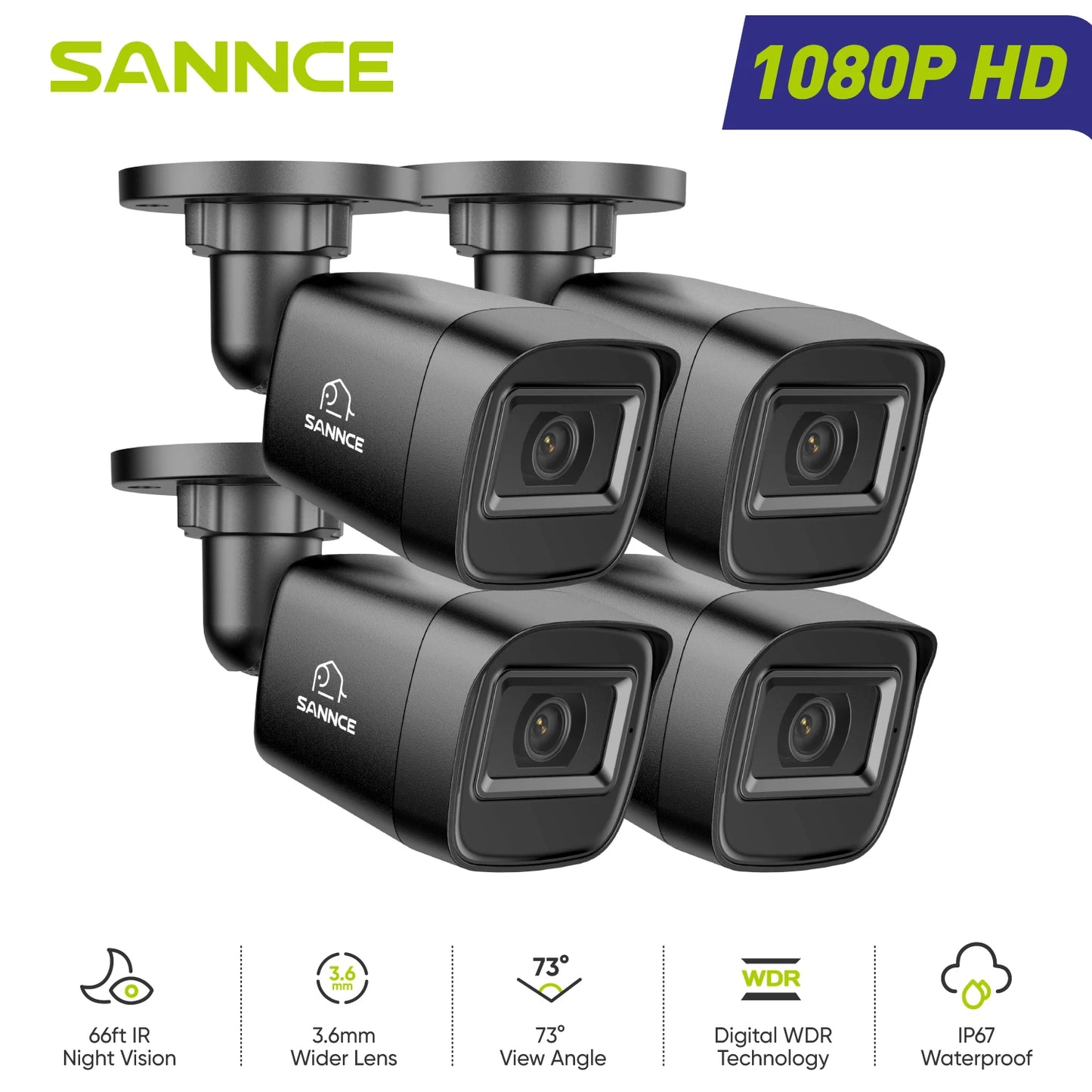 SANNCE 2MP Bullet Security Camera 1080P Night Vision