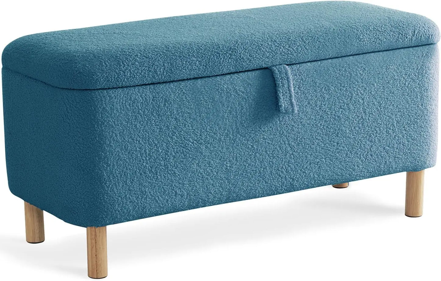 TODRAN Boucle Storage Ottoman Bench With Sherpa Upholstery