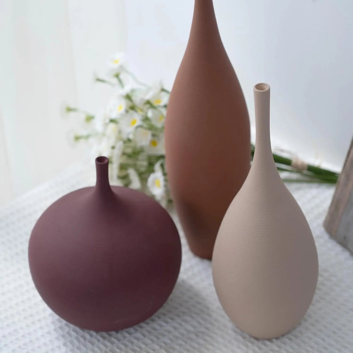 Set Of 3 Modern Ceramic Vases For Farmhouse Minimalist Decor