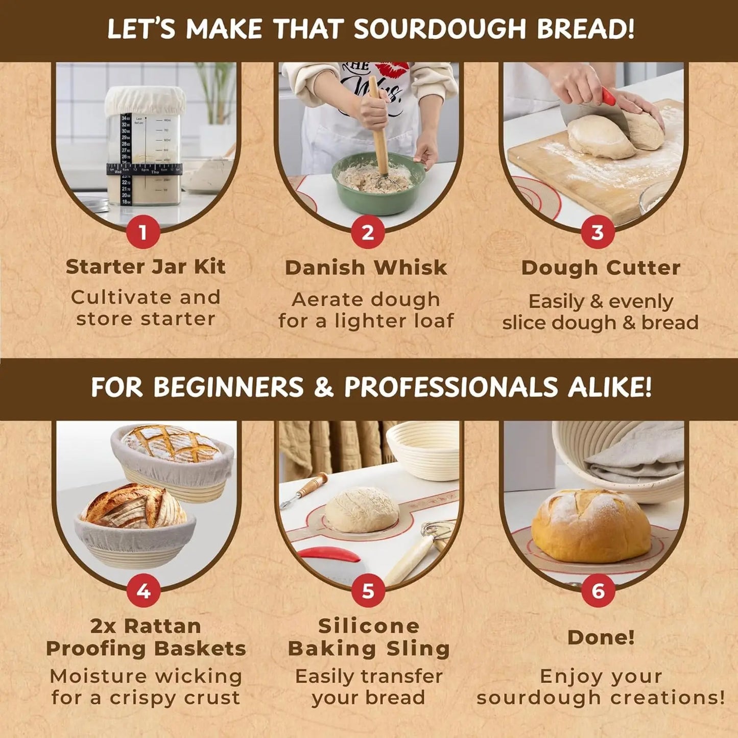 Sourdough Bread Starter Kit With Glass Jar And Baking Tools