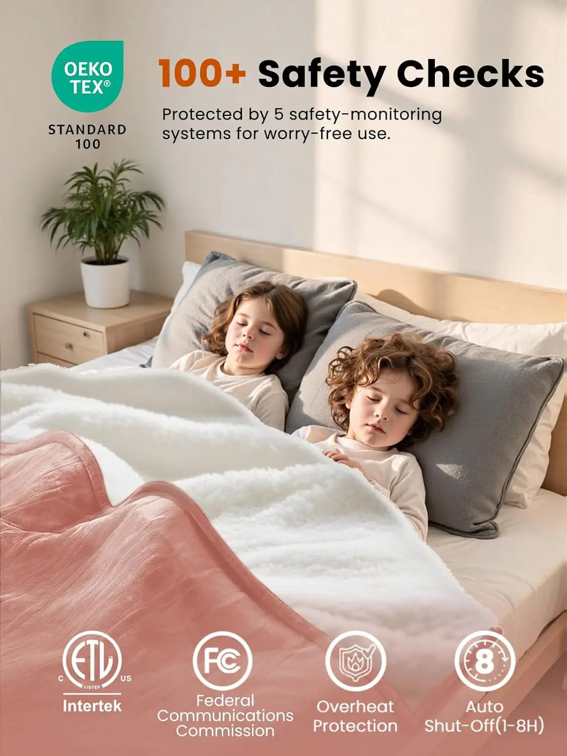 Electric Heated Blanket With Auto Off Timer And 8 Settings