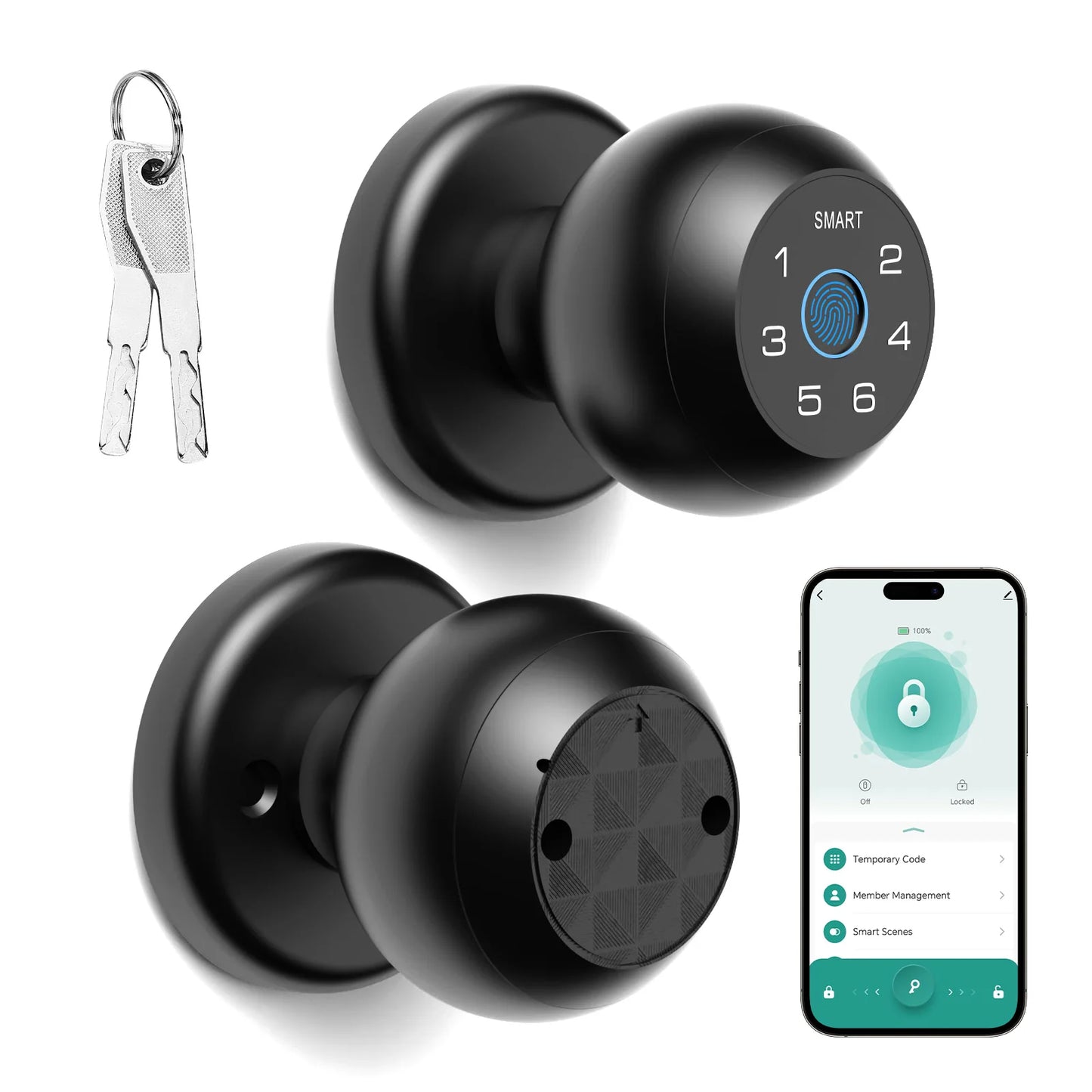 Viladepot Ball Shaped Smart Lock With Fingerprint Bluetooth