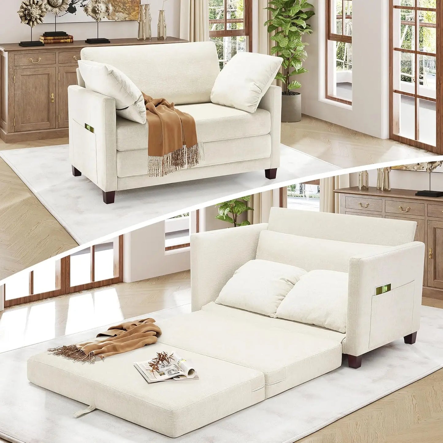 Convertible Loveseat Sofa Bed With Storage For Small Spaces