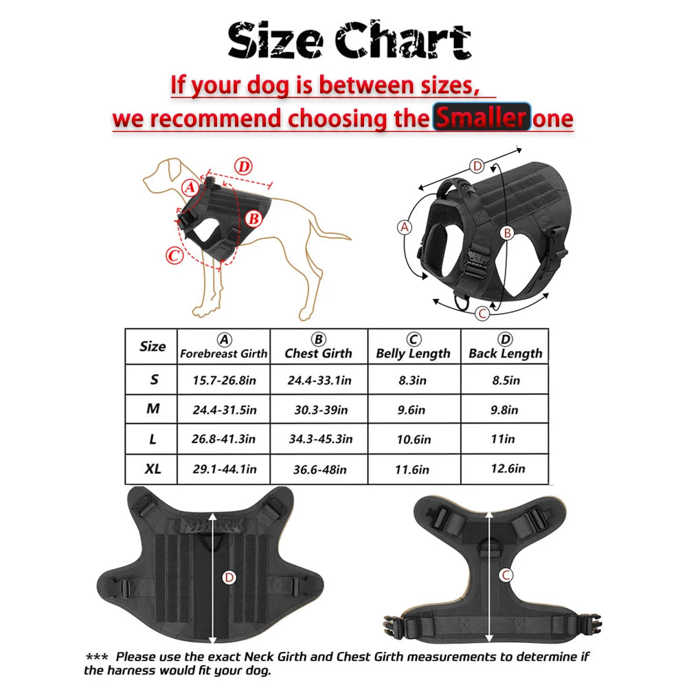PETRAVELCN Military Dog Harness Vest Set For Malinois Training