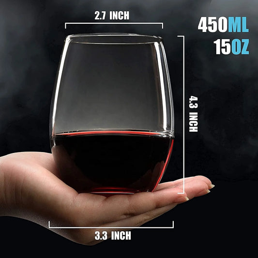 NONEDrinkware Stemless Wine Glasses Set of 4