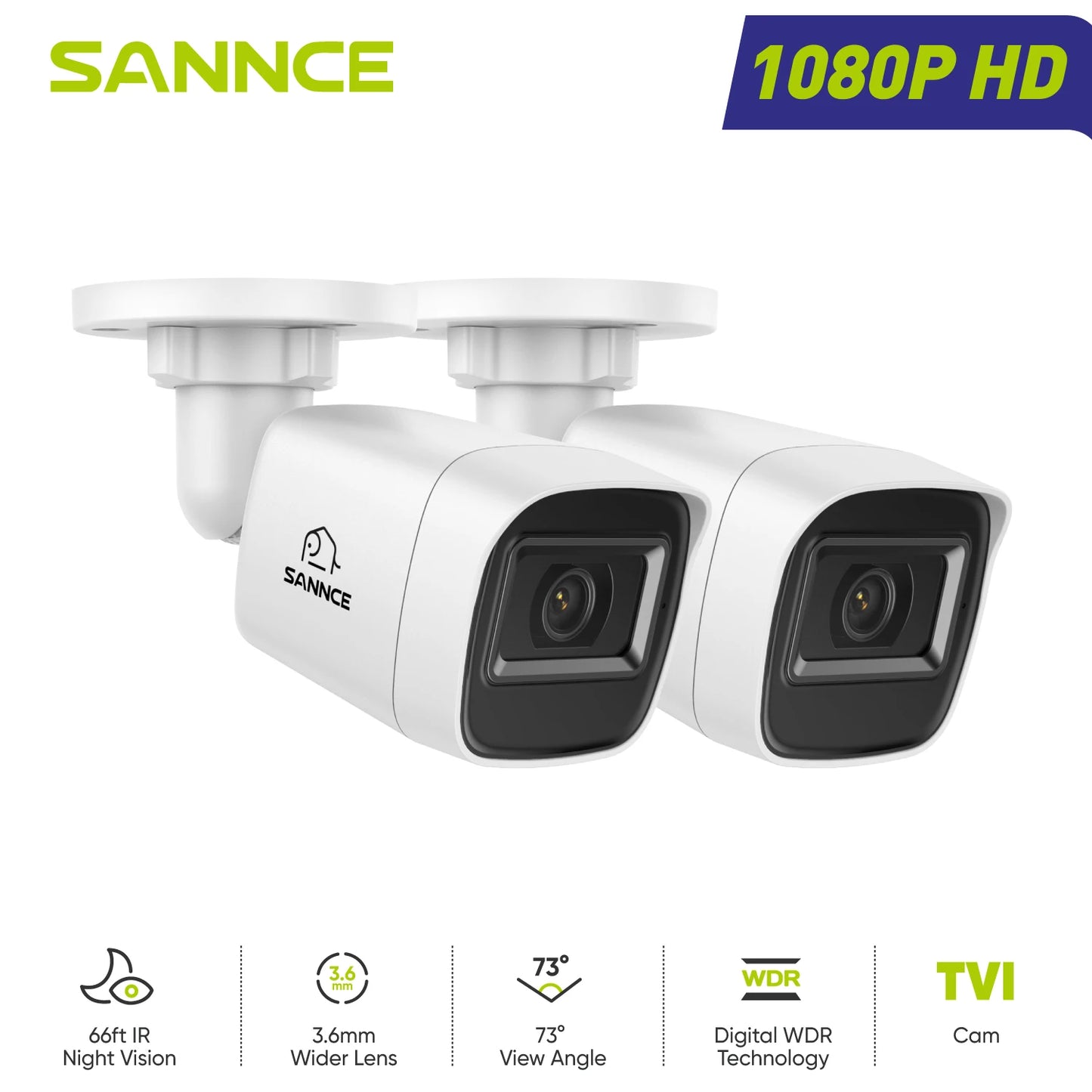 SANNCE 2MP Bullet Security Camera 1080P Night Vision