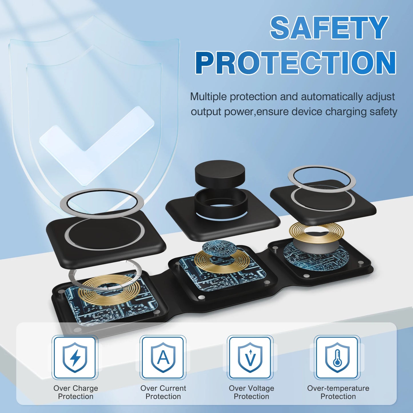 3-in-1 Magnetic Wireless Charger Dock for iPhone Watch AirPods